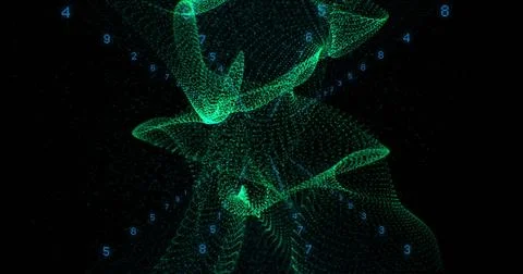 Image of light trails and data processing over black background イラスト素材