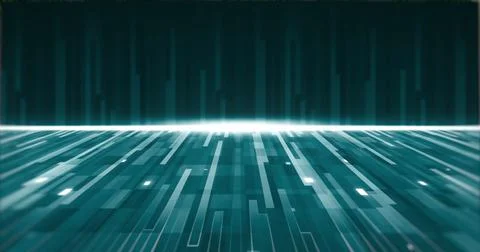 Image of light trails and spot moving against copy space on blue background Stock Photos