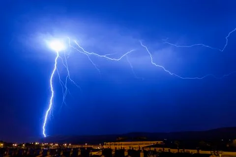 An image of Lightning in the night 写真素材