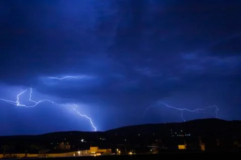 An image of Lightning in the night 写真素材