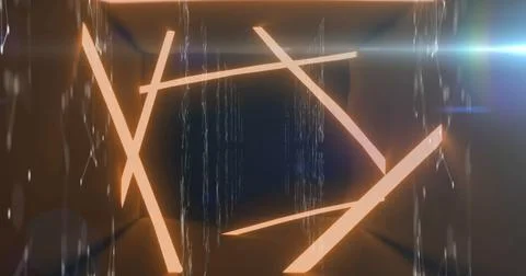 Image of lights and qr code in orange runnel 스톡 일러스트