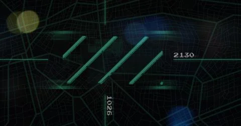 Image of lines and dots moving in dark space Stock Illustration