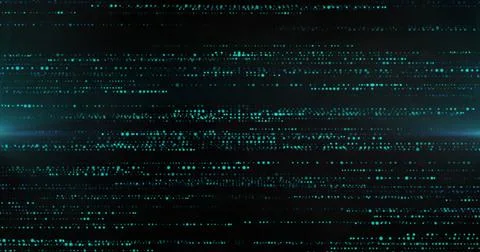 Image of lines made of green dots moving fast on black background Illustrazione stock