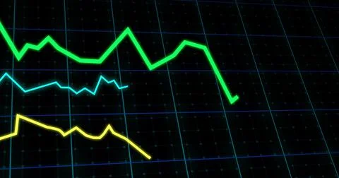 Image of lines tracking and financial data processing on black background Stock Illustration