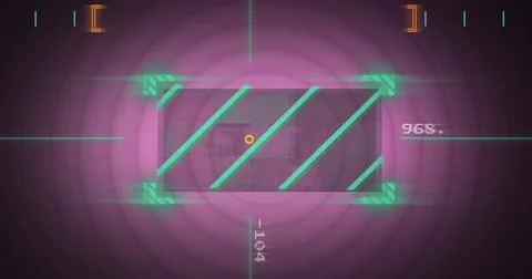 Image of lines in viewfinder with changing numbers over circles in background Stock Photos