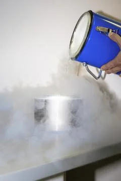 An image of liquid nitrogen at the laboratory Stock Photos