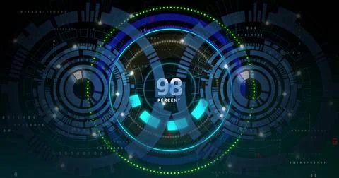 Image of loading circle with percents over scope scanning Stock Photos