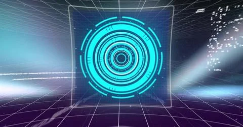 Image of loading circles, 6g text and computer language over abstract pattern Stock Photos