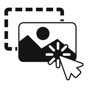 Image loading with mouse cursor and dotted lines, cropping and editing proces Stock Illustration