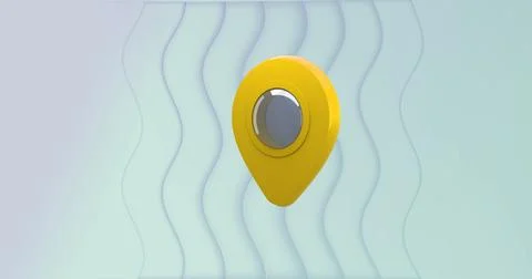 Image of location mark over green background with waves Stock Illustration