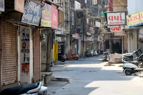 Image of lock down in India  due to corona virus Stock Photos