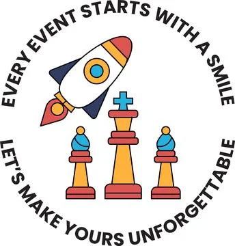 The image is a logo for an event that starts with a rocket Stock Illustration