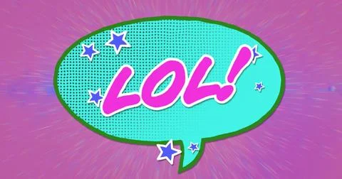 Image of lol text over retro green speech bubble on pink background Stock Illustration