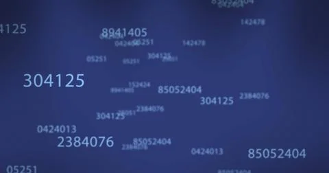 Image of looping changing numbers against blue background Foto stock