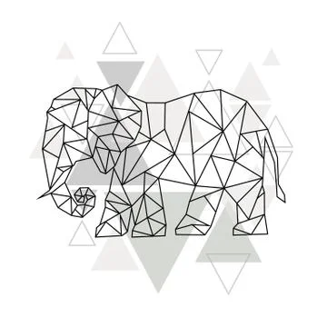 Image of Low poly elephant isolated and triangle background. Stock Illustration