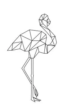 Image of Low poly flamingo isolated on white background. Illustrazione stock