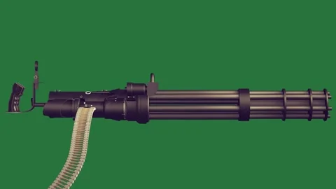 An image of a machine gun on green background and rifle close up shot green Video stock 335130180