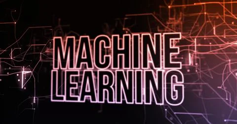 Image of machine learning text over black background 스톡 일러스트