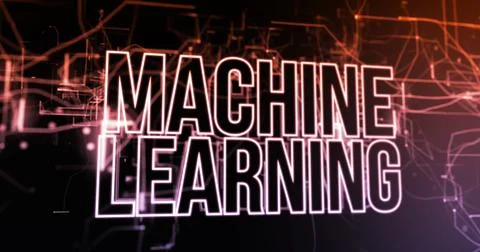 Image of machine learning text over black background 스톡 일러스트