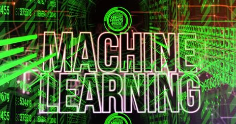 Image of machine learning text over data processing Stockillustratie