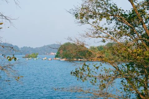 Image of maithon dam with its blue water flowing Stock Photos