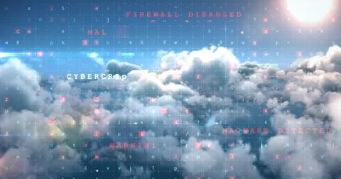 Image of malware detected server over cloudy sky 写真素材