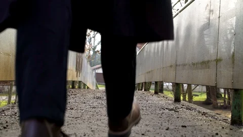 Image of man crossing small bridge at countryside, Heuchlingen, Germany. Stock-Footage 102646155