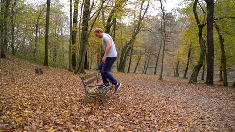 Image of man doing exercíces at public park, Zagreb, Croatia. Stock Footage 102537738