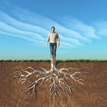 Image of a man that has taken root Stock Illustration
