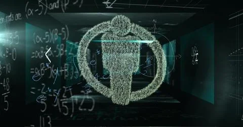 Image of man icon over mathematical equations Stock Illustration