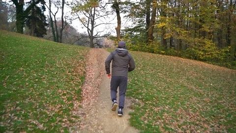 Image of man running at public park, Zagreb, Croatia. Video stock 102544536