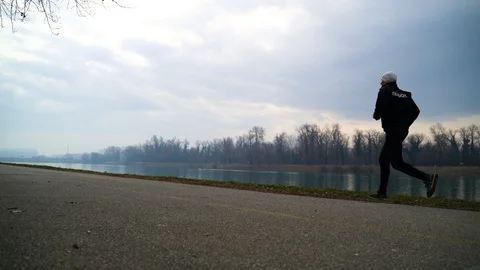 Image of man running at public park, Zagreb, Croatia. Stock Footage 105502916