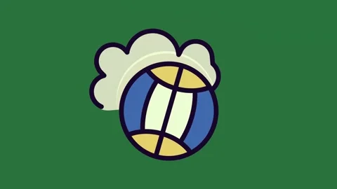An image of man ' s face and volleyball ball cloud in it soccer on white blue Stock Footage 336858593