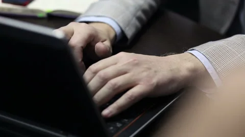 Image of man's hands typing. Selective focus Stock Footage 61146129
