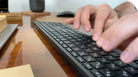 Image of man's hands typing. Selective focus Stock Footage 229760999