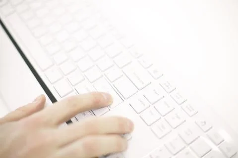 Image of man's hands typing. Selective focus. Stock Photos