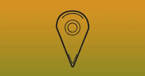 Image of map pin icon over yellow gradient background Stock Photos