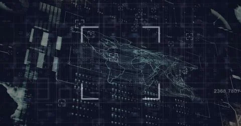 Image of marke and digital data processing over black background Stock Photos