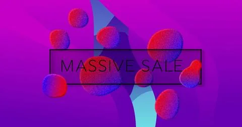 Image of massive sale text over vibrant pattern background イラスト素材