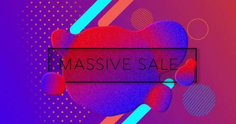 Image of massive sale text over vibrant pattern background Stock Illustration