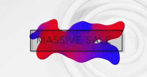 Image of massive sale text in rectangle with abstract pattern and circles over Stock Photos