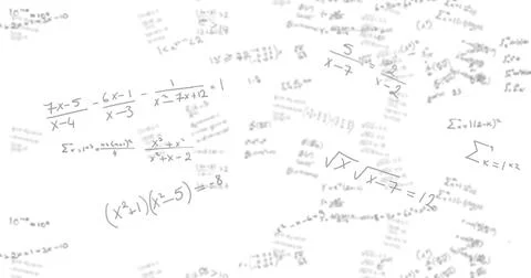 Image of math equations hand written on white screen Stock Illustration