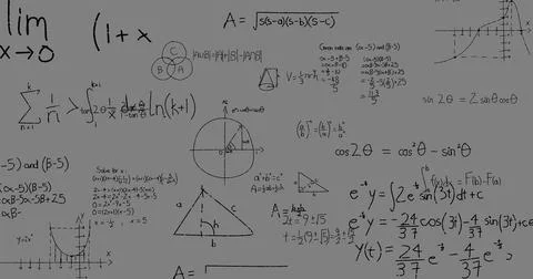 Image of math graps and data over grey background Stock Illustration