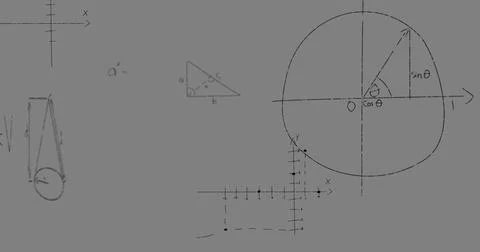Image of math graps and data over grey background 스톡 일러스트