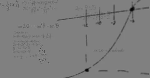 Image of math graps and data over grey background Stock Illustration