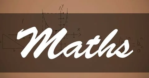 Image of math text over mathematical equations on brown background Illustrazione stock