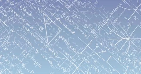 Image of mathematical data processing on blue background 스톡 사진