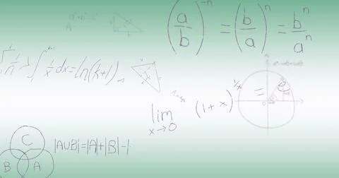 Image of mathematical data processing on green background 写真素材