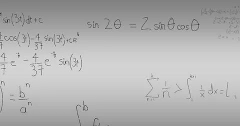 Image of mathematical data processing on grey background 스톡 사진