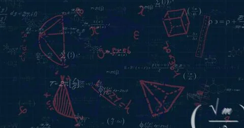 Image of mathematical data processing over dark background Stock Illustration
